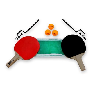 Kit Tênis De Mesa Raquetes Madeira Ping Pong Bel Rede E Suporte