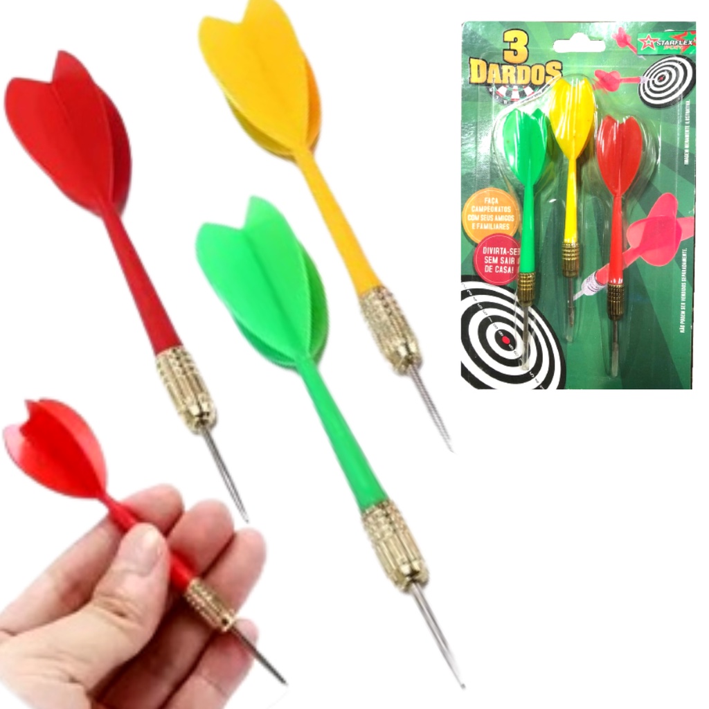 Kit 3 Dardos Metálicos Para Jogo Ao Alvo Star Flex
