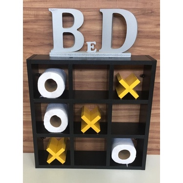 Nicho Papel Higiênico Jogo Da Velha Com 3 X Preto