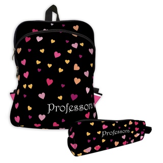 Kit Mochila + Estojo - ISOPRENE - Professora Corações