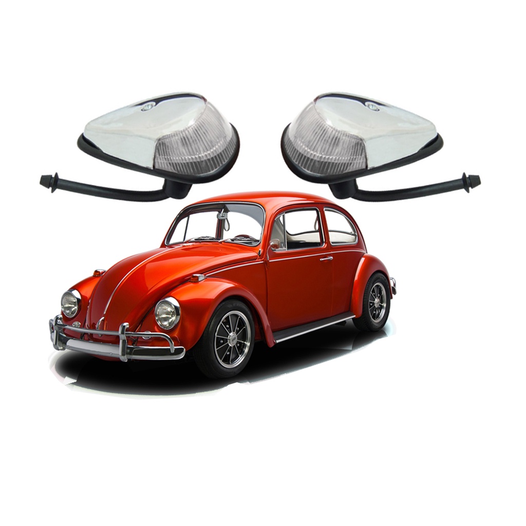 PAR DE LANTERNA DIANTEIRA VW 1300/1500 COM CAPA CROMADA CRISTAL