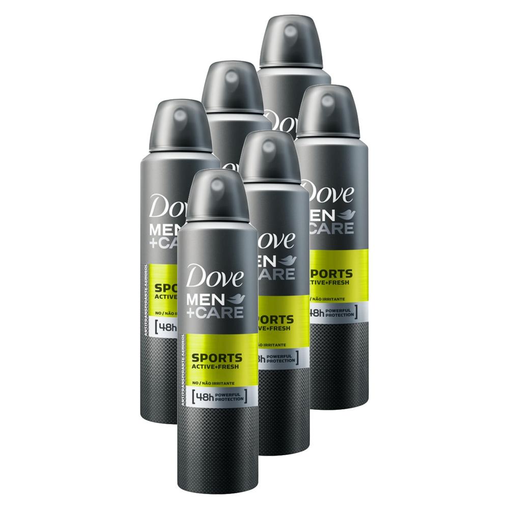 Kit 6 Desodorantes Dove Men+Care Antitranspirante Aerossol Sports Active+Fresh 150ml