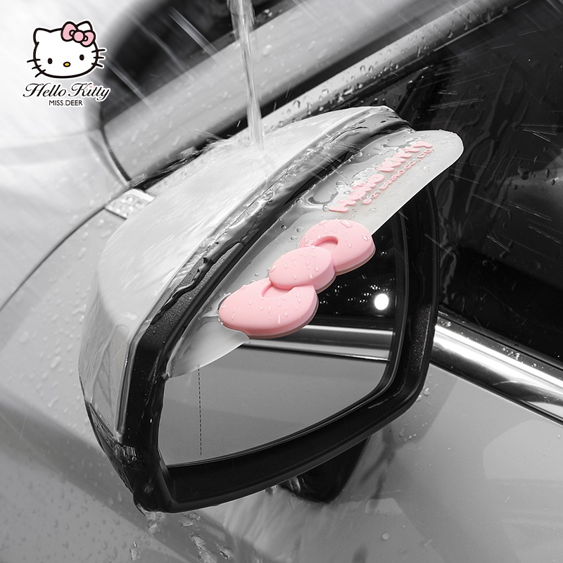 [Estoque pronto] Hello Kitty Espelho retrovisor de carro Sobrancelha à prova de chuva Janela de carro Desenho animado Fo