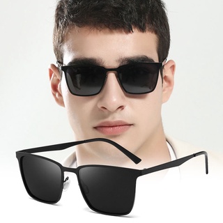 Óculos De Sol Clássico Quadrado Polarizado Masculino Preto Fosco UV400 Moda Primavera Dobradiça