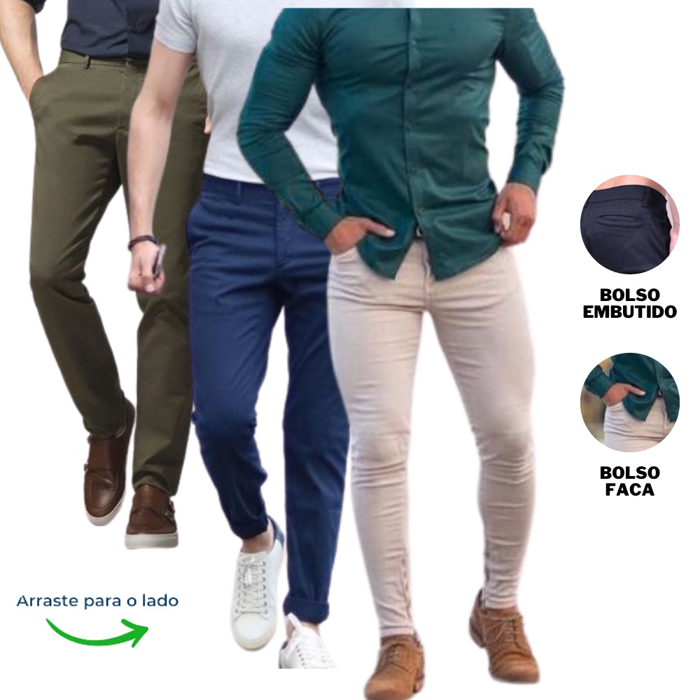 Kit 3 Calça Masculina Sarja Preço de Atacado / Direto da Fábrica