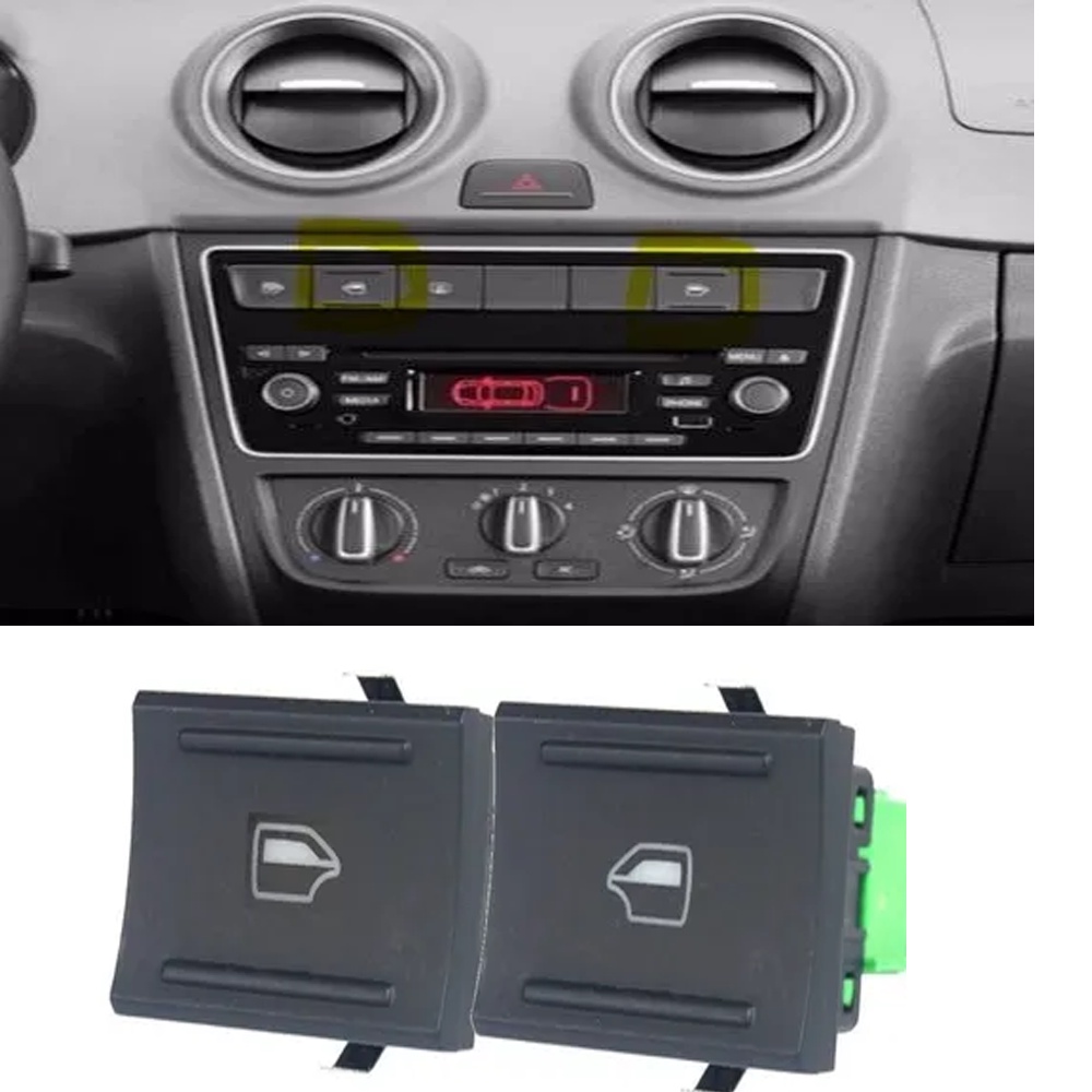 Kit Botão Traseiro Vidro Elétrico Vw Gol G7 2016 em dante Painel Par  Lado Direito + Lado Esquerdo  VW0127E / VW0127D