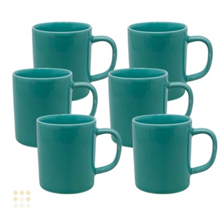 Jogo 6 Caneca Xicara Café Chá Porcelana Verde Kit Mesa Posta em Oferta na Shopee