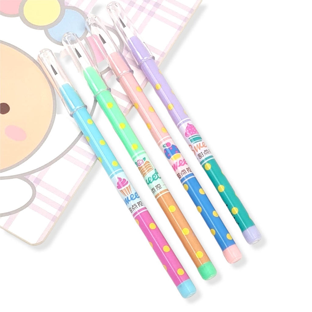 Kit 4 Lapiseiras Troca Ponta Sweet Bolinhas - Lantu em Oferta na Shopee