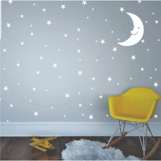 Adesivo Parede 324 Estrelas 9,7,5 E 3cm + Lua 30 Cm QUARTO BEBÊ autocolante em Oferta na Shopee
