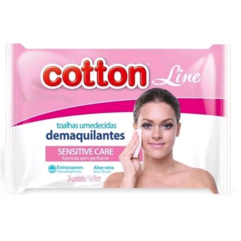 Toalhas umidecidas demaquilantes cotton line 24und lenços em Oferta na Shopee