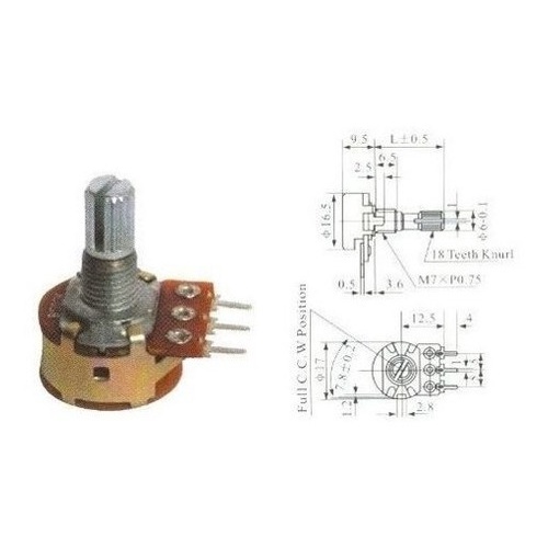 10 Peças - Potenciômetro Linear 100k L15 C/ Chave Mini Wh160