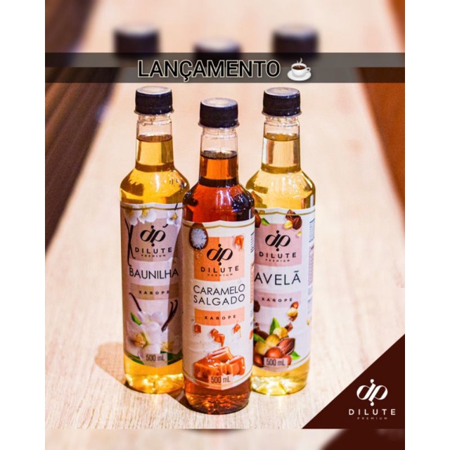 Lançamento!!! Xarope Dilute Premium sabores Avelã, Baunilha e Caramelo Salgado Shopee Brasil