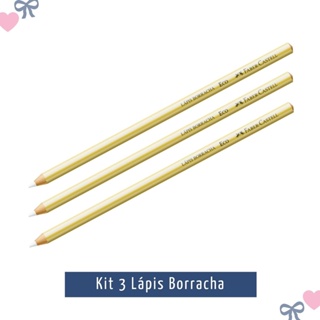 Kit Lapis Borracha Faber Castell 3 Unidades em Oferta na Shopee