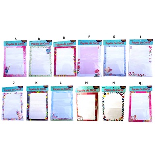 Papel de Carta Decorado c/ Envelope Pacote c/ 10 folhas e 10 envelopes