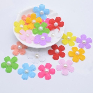 50 Pcs 26mm Flor Embelezamento Com Pérola Para Roupas De Costura Patches Headwear DIY Acessórios De Decoração