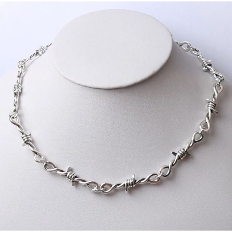 Gargantilha Choker Colar Ajustável Arames Prata Corrente Choker Espinhos Arames Punk/Gotic/Rock em Oferta na Shopee