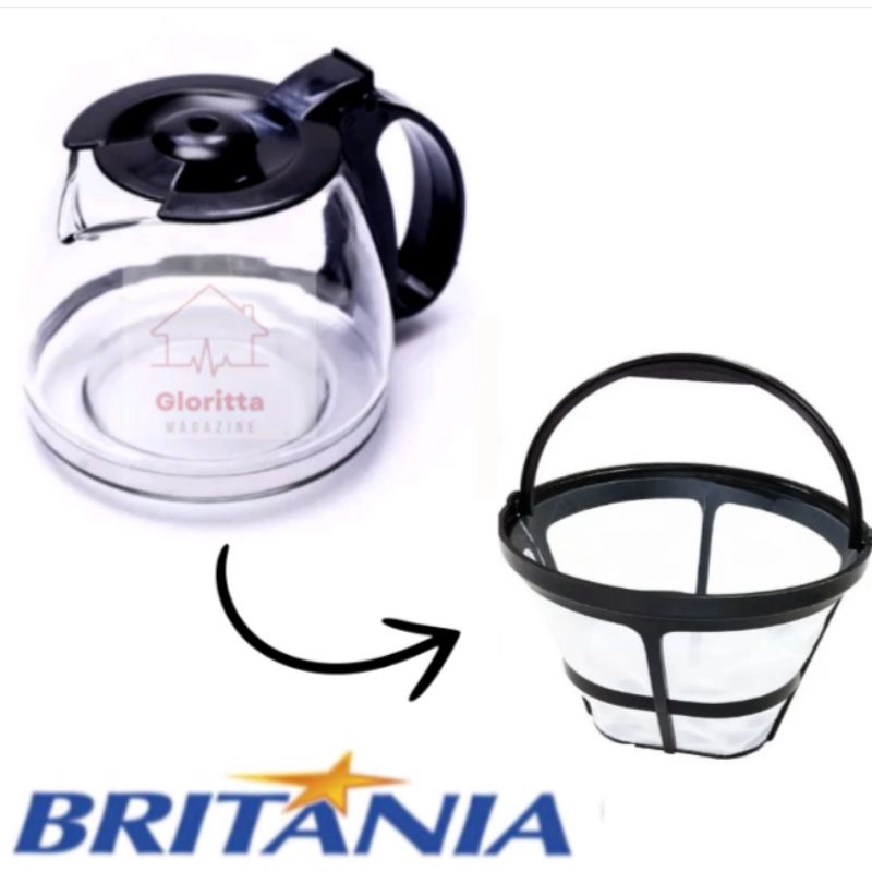 Jarra e Coador Filtro permanente Cafeteira Britânia CP15  15xicaras vidro reforçado