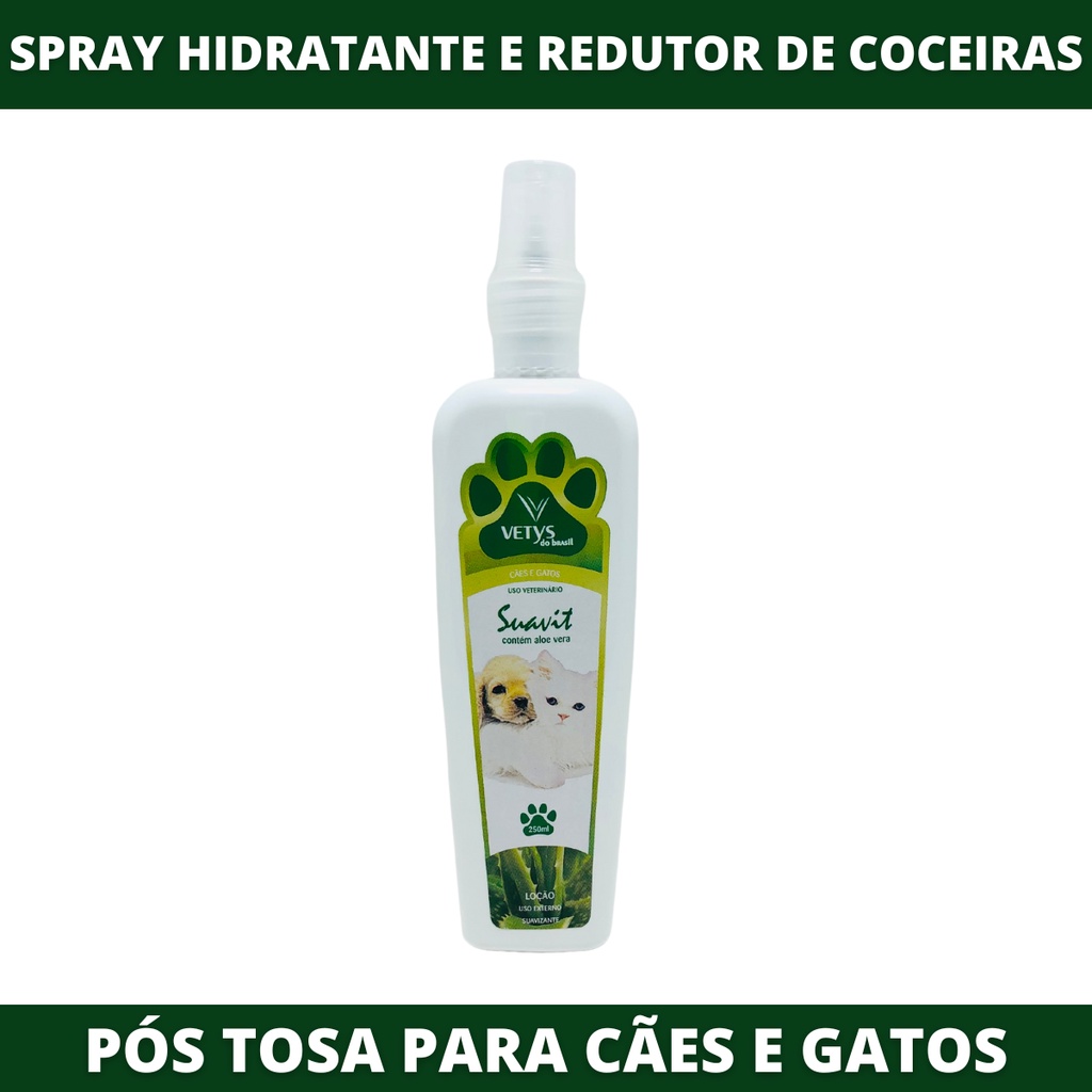 Spray Calmante e Cicatrizante para Alergias e Coceiras - Cães e Gatos - 250ml - Pós tosa - Pele Sensível - Aloe Vera