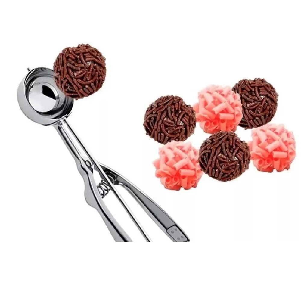 Colher de Sorvete com Ejetor Inox 3,5cm Doces Brigadeiros em Oferta na Shopee