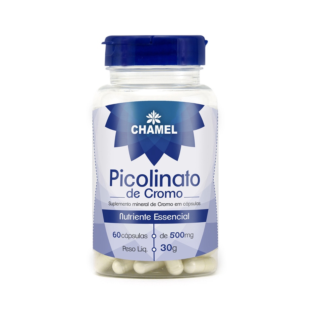 Picolinato de Cromo 500mg 60 Cápsulas - Chamel em Oferta na Shopee