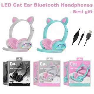 Fone De Gato C/ Orelhas Headphones Luminosos Com Microfone