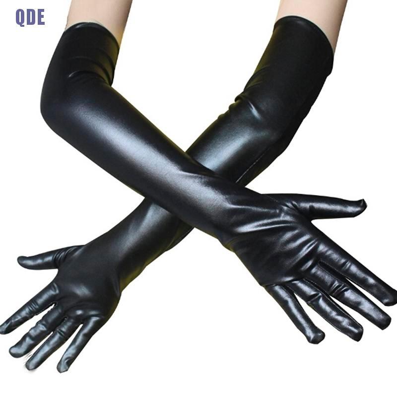 [PWE] Sexy Mulheres Luvas Longas Brilhantes De Couro Roupa De Clube De Látex Fantasia De Festa em Oferta na Shopee