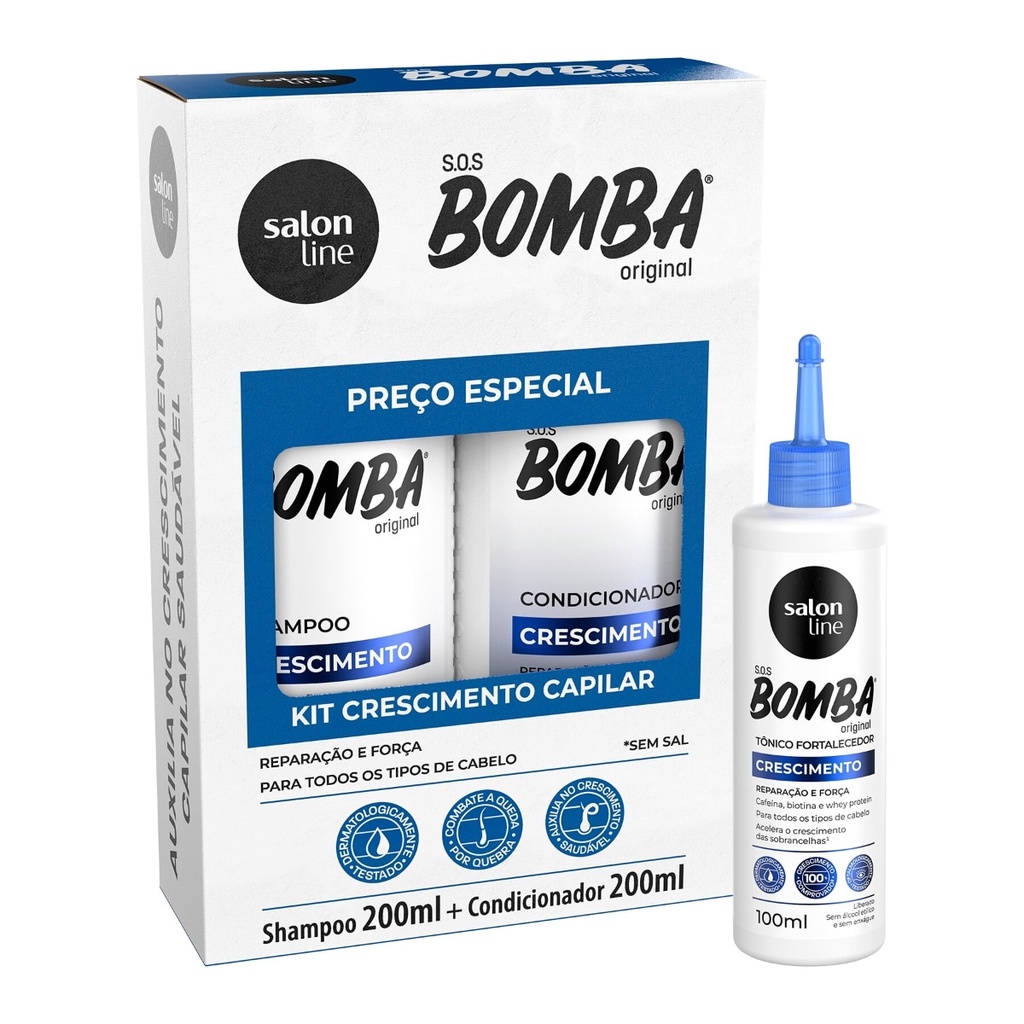 Kit SOS Bomba Original 200ml + Tônico Crescimento acelerado Salon Line