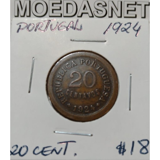 MOEDA PORTUGAL 1924 - 20 CENTAVOS - BRONZE - Y2025