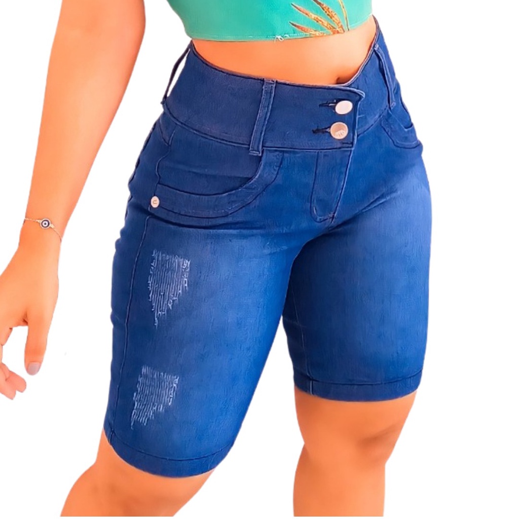 Bermuda Feminina Jeans Ciclitas Com Lycra Jeans Feminino Atacado Veste Até o 48 Preço Promoção