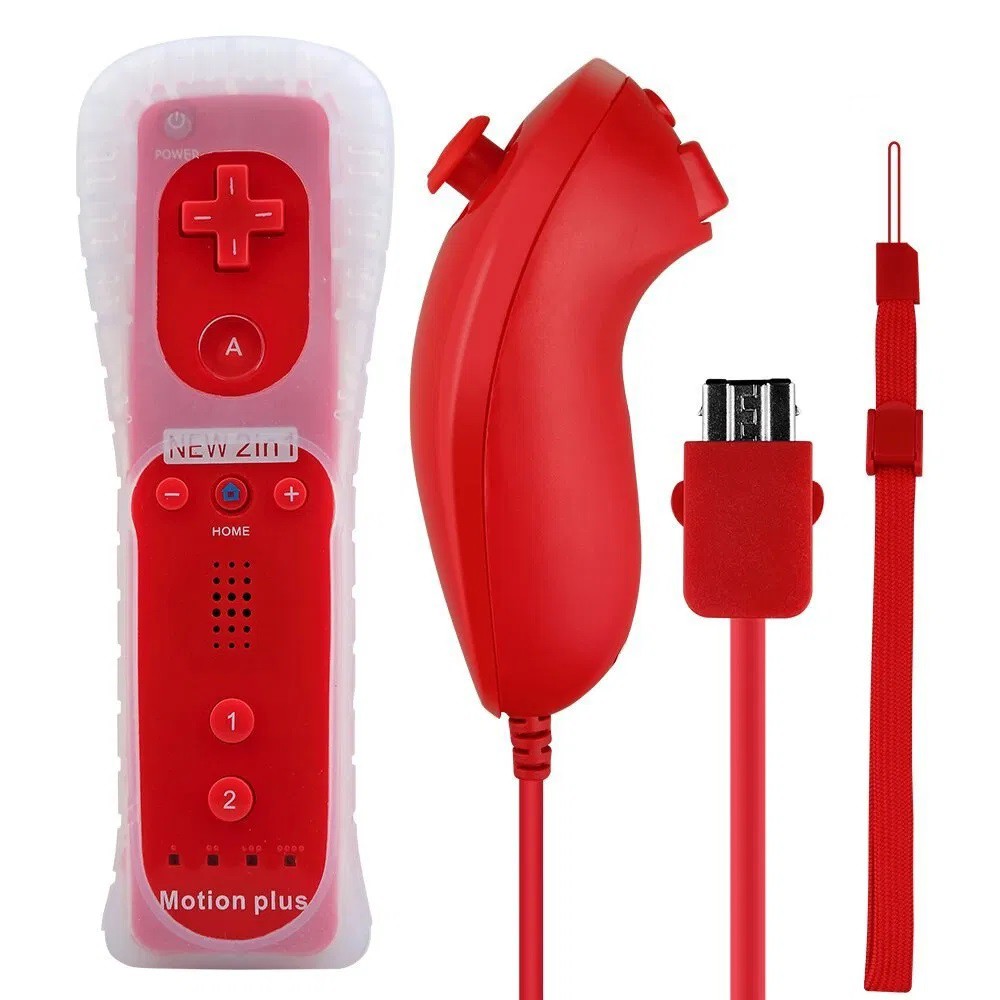 Controle Nintendo Wii Remote Plus + Nunchuck Vermelho Wii U