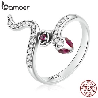 Bamoer Anel Cobra & Rose De Prata 925 Fashion Feminino SCR789-6
