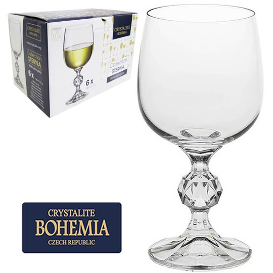 Jogo De Taca De Cristal Para Vinho Branco Com 6 Pecas Sterna Bohemia 150ml