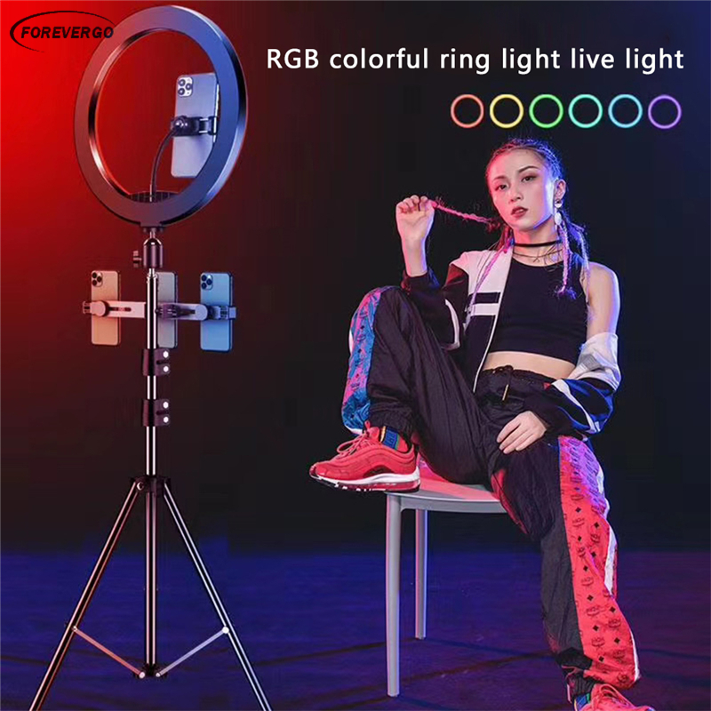 CHANKI 8 RGB Selfie Ring Light with 63 Tripod Stand & Phone Holder Dimmable Large Led Ring Light for Photography/Live Stream/Makeup/YouTube TikTok Video Vlog Compatible with Most Phones 