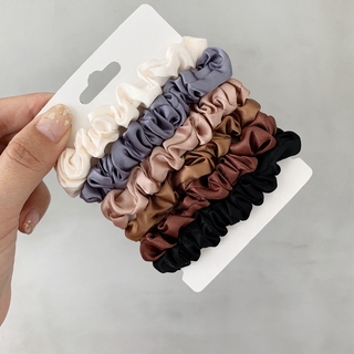 6 pcs Laços de cetim de seda para cabelo em cores sólidas