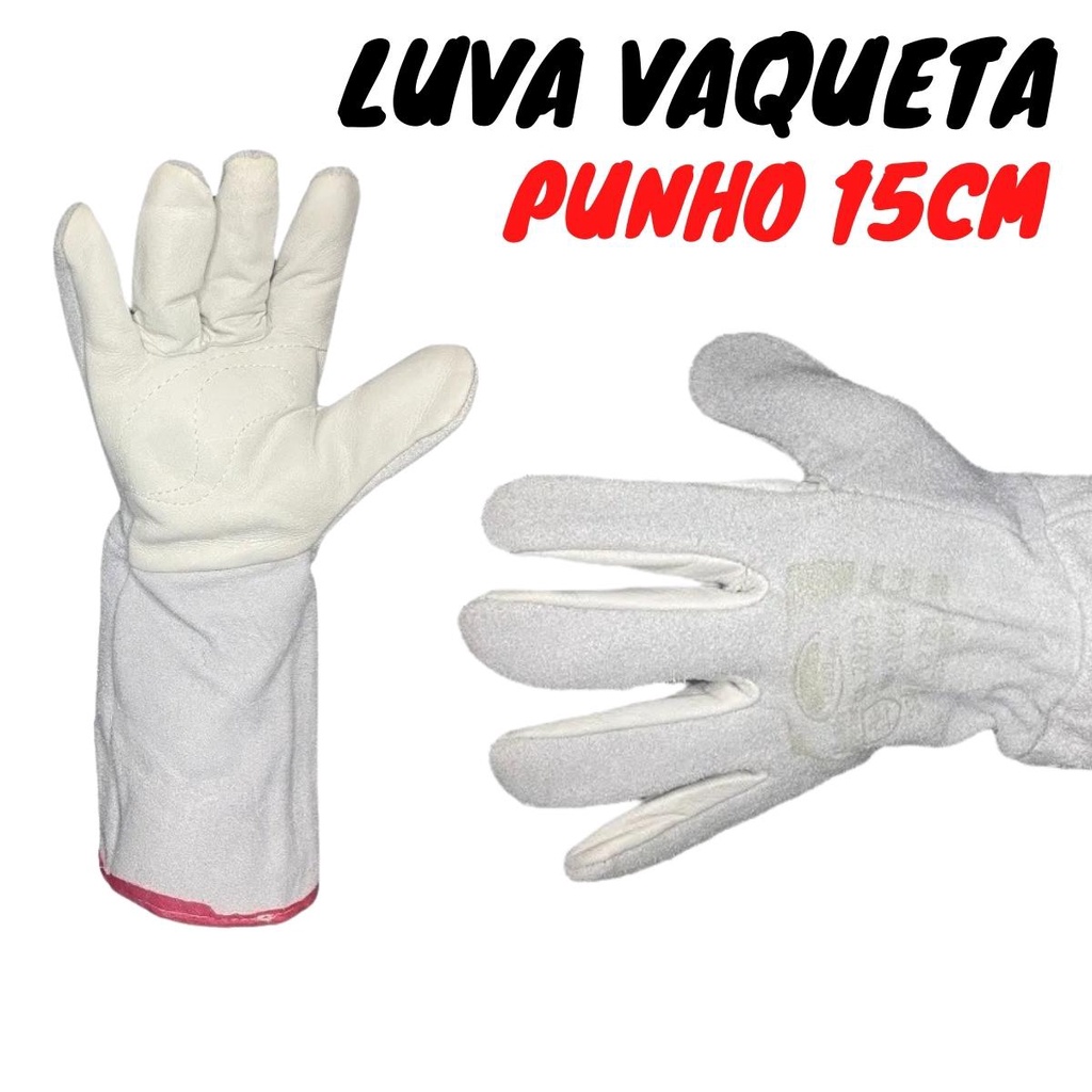 Luva de Vaqueta Mista Punho 15 Petroleira Reforçada