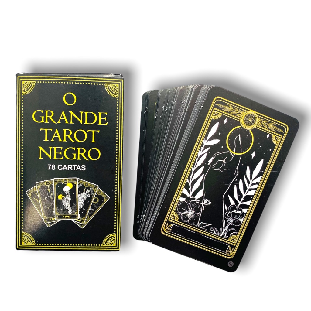 Taro Negro 78 Cartas Tarô Arcanos Maiores E Menores Marselha em Oferta na Shopee