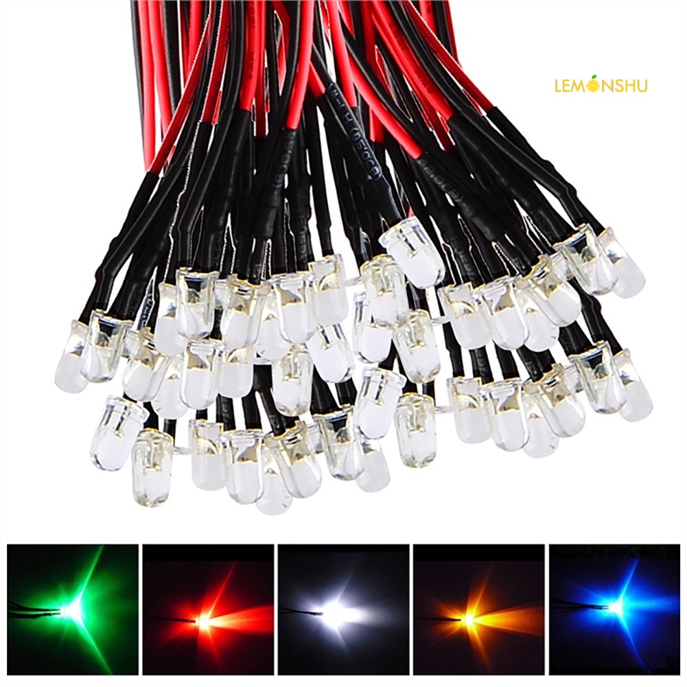 lemonshu 10Pcs 20cm 3mm/5mm Lâmpada LED De Cabo Pré-Cablada Diodo Emissor DC