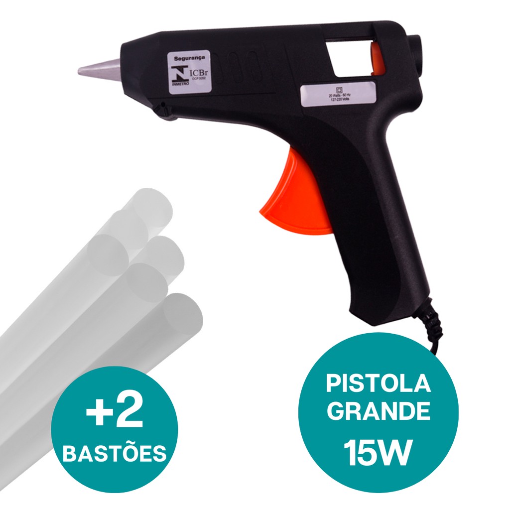 Revolver De Cola Quente Grande Bivolt (110v e 220v) 15 Wats + 2 Bastões De Cola