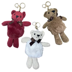 Chaveiro Ursinho Pompom Pelúcia Argola Dourada Bolsa Pom Pom