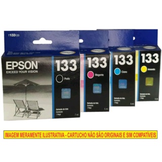 Cartucho Compatível Epson 133 - Kit 4 Cores P/ Tx 235w-320w-420w-430w