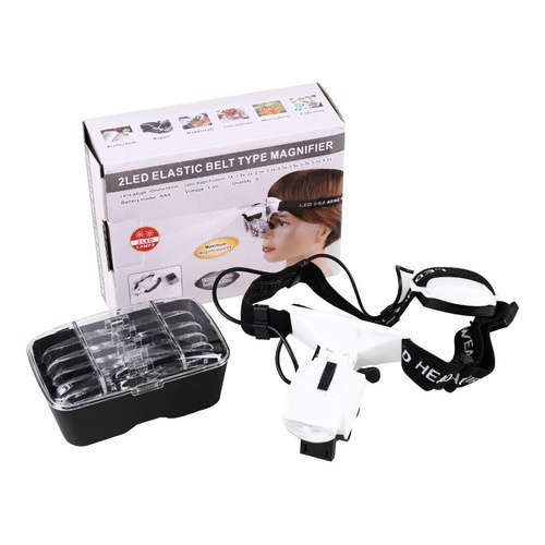 Lupa De Cabeça Elástica Iluminação 2 Leds 5 Lentes 9892c