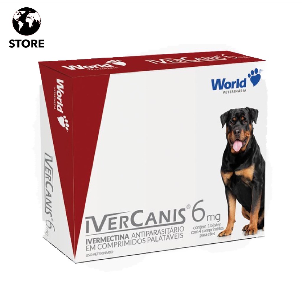 IVERCANIS 6mg - Ivermectina com 4 comprimidos para cachorro até 30kg ...