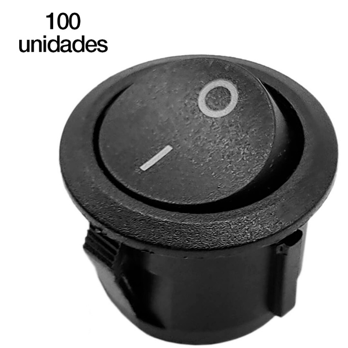 100 Botão Chave Tictac Liga Desliga Gangorra On/of Preto