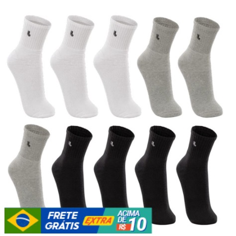 Kit 10 Pares Meia Lupo Cano Médio Masculina Original - Men Clothes