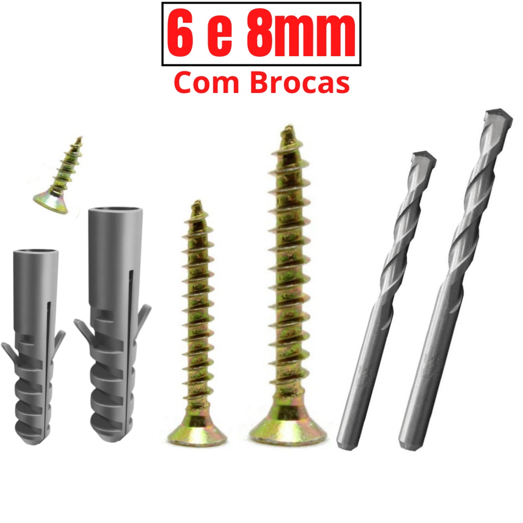 Kit Parafuso E Buchas 6mm 8mm Com Broca Para Parede Concreto Kit Bucha