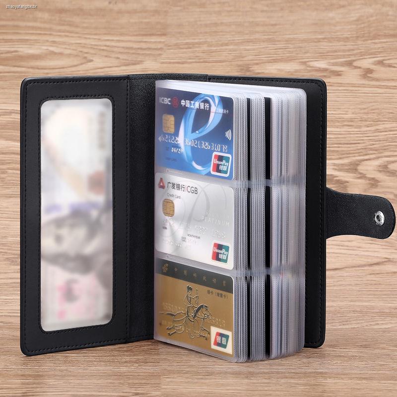 Porta-Cartão Masculino Em Couro Real De Grande Capacidade Com Porta-Cartão E Porta-Cartão