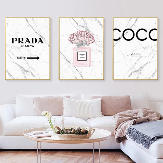 Quadro decorativo 3 peças prada coco moda feminina loja decoração | Shopee  Brasil