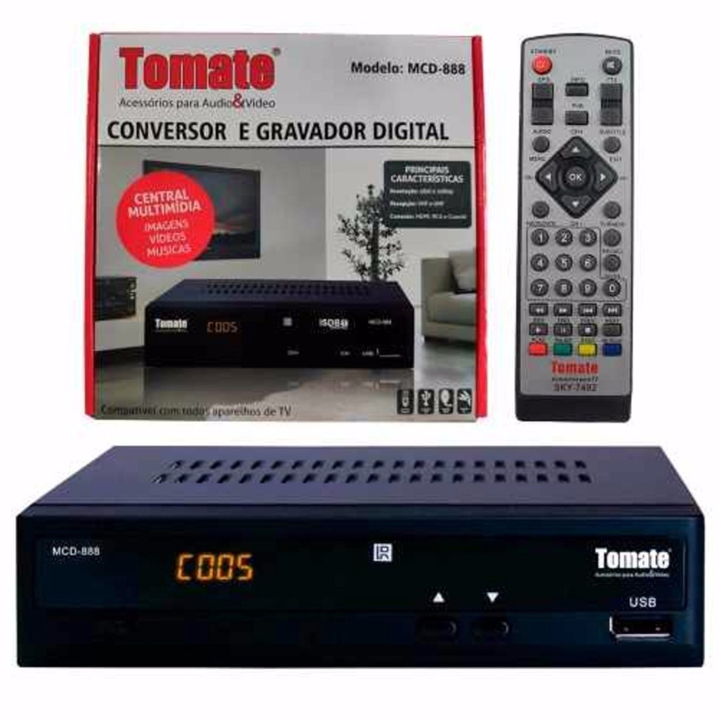 Conversor E Gravador Digital Canais Full Hd Hdmi Av Para Tv Tomate Mcd Atacado Varejo