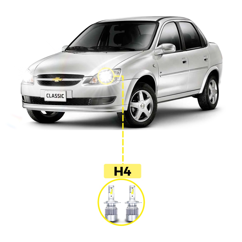 Kit Ultra LED Chevrolet Classic 2005/2016 20000 Lúmens 6500k em Oferta na Shopee