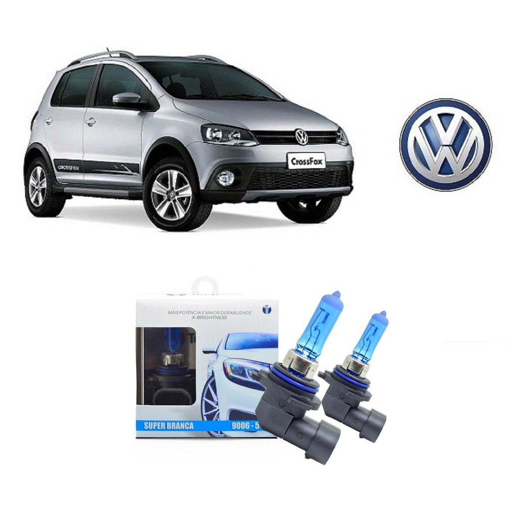 Kit 2 Lampadas Super Brancas para Farol De Milha Modelo HB4 com 8500K para Volkswagen Crossfox ano 2010 em Diante